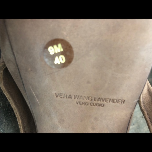 VERA WANG Lavender Tan Platform Sexy Ankle Tie Leather Sandal Heels 9 - Picture 6 of 7